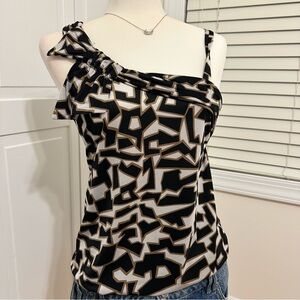INC Y2K retro Geometric Print Asymmetric One-Shoulder statement Women's Top.